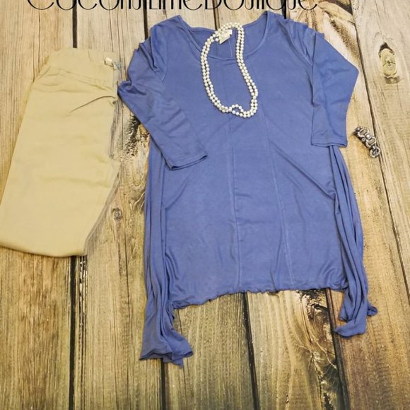 New Slate Blue Shark Hem Tunic Small - Picture 1 of 1